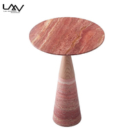 Salon moderne de luxe, table d'appoint en marbre pour canapé, meuble de table d'angle rond pour chambre d'hôtel
