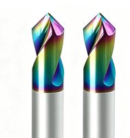 BOSSL 4.0*90*2T 90 Foret de centrage en acier au tungstène à 3 cannelures droites, revêtement arc-en-ciel, pour perçage ponctuel