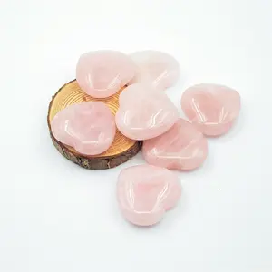 Miss Stone Wholesale 40-42mm Polished Puffy Love Hearts Shape Rose Quartz for Decoration