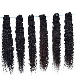 Meilleure Qualité 100% Cheveux Indiens Vierge Remy Alignés dans le Sens de la Cuticule, Bruts Non Traités, Bundles Couleur Noire, Ondulés Naturels, Ondulations d'Eau - Product Image 1