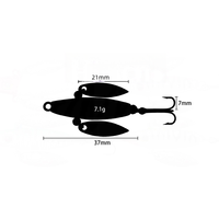 Mini leurre métallique double spinner blade 7g 50mm avec hameçon triple pour la pêche sur glace, la truite, la perche et la pêche en eau douce