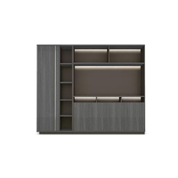 Bureau de direction en forme de L de style luxe léger en MDF avec armoire latérale lumineuse et chaise de direction