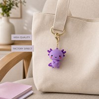 Fabrieksdirect groothandel schattige Axolotl PVC hanger blauw paars roze kleur gouden kreeftklem aangepaste logo cadeau voor sleutelhanger