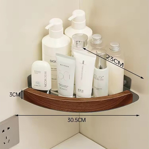 Mensola portaoggetti da parete in legno massello di noce, senza foratura, per organizzazione casa, <span class=keywords><strong>cucina</strong></span>, bagno, porta shampoo doccia - Product Image 2