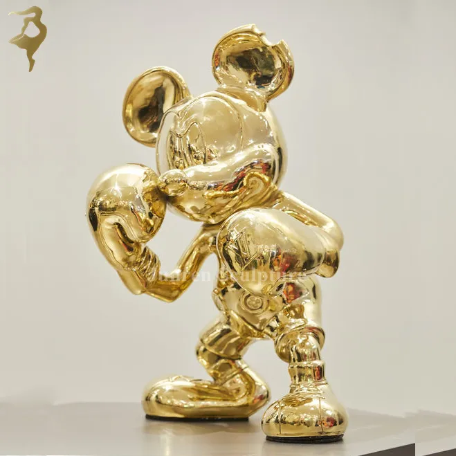 Metal craft custom table top golden color bronze figurines mickey bronze sculpture