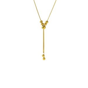 สร้อยคอปรับระดับได้สแตนเลสสตีลเคลือบทอง 18K, สร้อยคอแฟชั่นสำหรับผู้หญิง, สร้อยคอจี้ลูกบอลเล็กสีทอง - Product Image 4