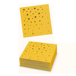 Livraison rapide <span class=keywords><strong>Serviettes</strong></span> de cocktail jetables fantaisie pour mariages 2 plis jaunes avec des étoiles dorées <span class=keywords><strong>Serviettes</strong></span> en <span class=keywords><strong>papier</strong></span> - Product Image 5