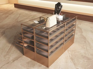 Comptoir d'exposition de bijoux rond, vitrine incurvée en verre, armoire de magasin de bijoux avec tiroir verrouillable, fabricant OEM - Product Image 1