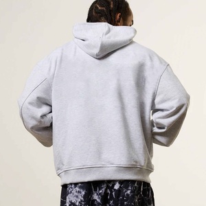 Supplier Unisex Boxy Fit Drop Shoulder Cropped Custom Logo Blank Luxury Windproof Breathable Men's Cotton Zip Hoodie - Product Image 3
