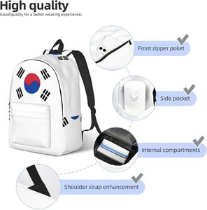 Sac de voyage décontracté et léger avec logo personnalisé, confortable et spacieux, sac à dos <span class=keywords><strong>en</strong></span> toile <span class=keywords><strong>en</strong></span> forme de drapeau de la <span class=keywords><strong>Corée</strong></span> du Sud pour les sorties - Product Image 5