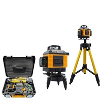 Niveau laser industriel DIY 4D 16 lignes 360 degrés haute précision avec trépied auto-nivelant et batterie Li-ion, ligne verte