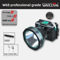 Lampe frontale WARSUN W68 rechargeable longue portée ultra-légère pour la pêche nocturne et les mines