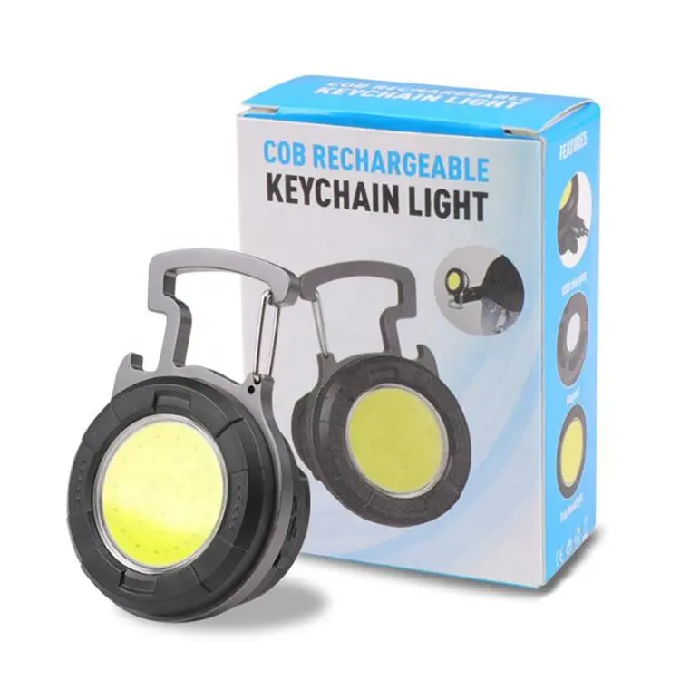 2022 Amazon COB Keychain Light Bottle Opener 4 Mode Flashing COB Work Light Rechargeable Keychain LED Cob Light