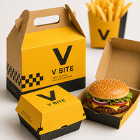 Boîtes à emporter pour restaurant, emballages alimentaires personnalisés en papier kraft jetables pour la restauration rapide, hamburgers, ailes de poulet, frites, déjeuner