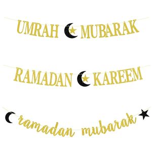 Or Hajj/Ramadan/UMRAH Moubarak lettre papier drapeaux et bannières guirlande pour musulman maison cheminée chambre <span class=keywords><strong>mur</strong></span> jardin Eid fête décor - Product Image 3