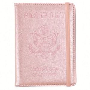 Portefeuille de voyage RFID avec bande élastique, porte-cartes en cuir PU pour passeports et cartes, pour hommes et femmes - Product Image 1