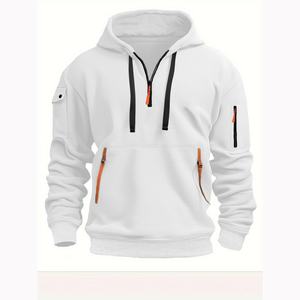 2025 <b>Men's</b> Techwear Quarter-Zip Hoodie Utility Pocket Contrast Detail Oversized Streetwear <b>Sweatshirt</b> Eco-Friendly - Product Image 6