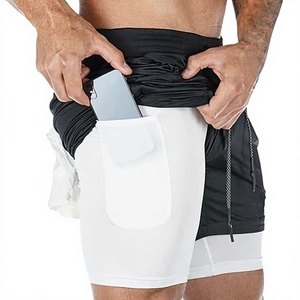 Custom Logo Men's Double <b>Layer</b> Blank Sports Athletic Workout Running Gym Shorts With Liner Breathable 2 In 1 Activewear Shorts - Product Image 1
