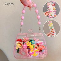 Ensemble de 24 accessoires pour cheveux pour enfants, cadeau princesse, pinces à cheveux, accessoires pour cheveux pour filles, ensemble de pinces à cheveux mignonnes de dessin animé avec sac à main