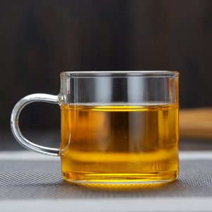 Taza de té de cristal estilo Kung Fu de 80ml/100ml con asa, forma cilíndrica, para el té de la tarde, juego de 6 sin tapa - Product Image 1