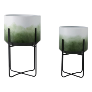 Fioriere in metallo sfumato su supporto, vasi rialzati per piante da interno ed esterno, decorazioni per la casa, soggiorno, giardino, contenitori per piante - Product Image 3