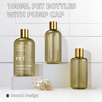 Bouteilles en plastique PET vides de 100 ml, rondes, avec bouchon à vis, pompe, pour savon liquide, shampoing, lotion, traitement de surface par sérigraphie