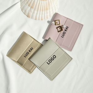 Pochette à bijoux en similicuir personnalisée en gros, sacs à bracelets et bagues en cuir PU, pochettes imprimées avec logo, pointe de stylo-plume dorée - Product Image 2