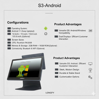 Tablette Android 11/13 Longfly 15,6 pouces en forme de L, Google GMS, caisse enregistreuse POS, mode vertical/horizontal, NFC activé, garantie de 3 ans