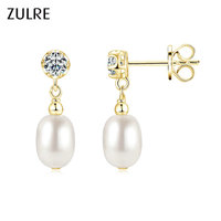 Nouvelles boucles d'oreilles élégantes en perles, en argent sterling 925, avec breloques, perles ovales en coquillage et zircon, boucles d'oreilles pendantes, cadeau pour la fête des mères, cadeau d'anniversaire
