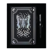 Coffret Cadeau Carnet avec Journal A5 ligné, Stylo et Motif Céleste Argenté pour Cadeaux d'Entreprise