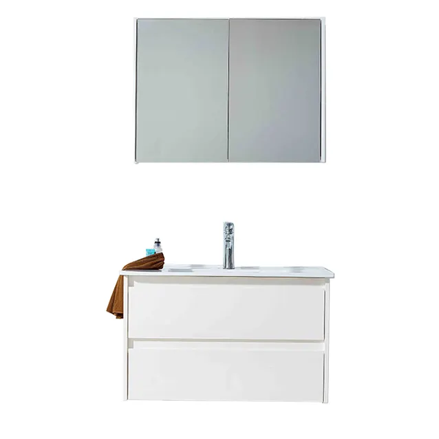 White glossy painting wall mounted bathroom storage cabinet modern bathroom vanity set with mirror cabinet