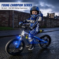 Vélo électrique tout-terrain pour enfants HUS 16 pouces avec cadre en alliage d'aluminium, suspension avant, frein à disque hydraulique, 36V, pour les 5-10 ans, directement de l'usine
