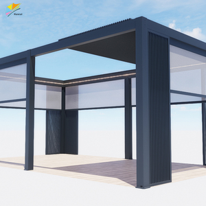 Pérgola de Jardín Impermeable con Techo Ajustable, Pérgola Motorizada de Aluminio para Exteriores con Protección Contra Mosquitos - Product Image 3