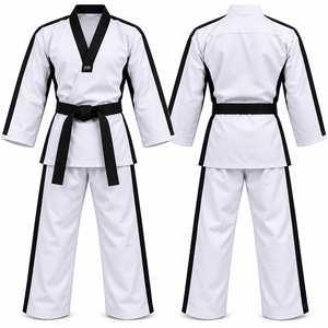 Uniforme de Taekwondo personnalisé Dobok col en V léger respirant à séchage rapide en polyester et coton pour l'entraînement et la compétition pour enfants et adultes - Product Image 4