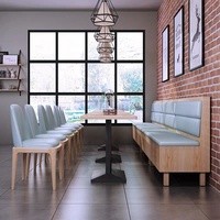 Ensemble de table à manger de haute qualité en bois pour café, avec banquette ignifuge pour restauration rapide, table de restaurant en cuir vert
