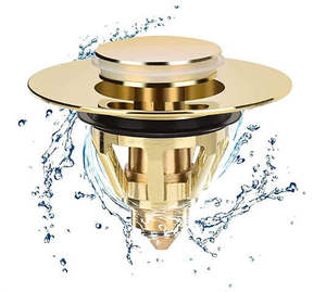 Chậu Rửa Thông Dụng Màu Vàng Cập Nhật Loại Đẩy Bằng Đồng Bật Lên Với Dụng Cụ Bắt Tóc Chống Tắc Nghẽn Lõi Nảy Bộ Lọc Phích Cắm Bồn Rửa - Product Image 3