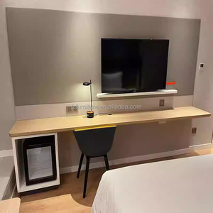 Hotel Bedroom Furniture Complete Sets <b>Queen</b> King <b>Size</b> Wooden <b>Bed</b> <b>Frame</b> With Nightstand TV Cabinet Wardrobe For 3 Star Hotels - Product Image 4