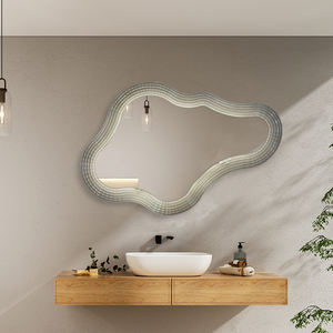Cadre en bois moderne de luxe Verre HD Miroir de décoration de la maison Salon de coiffure mural Cadre lumineux Miroir nuage Décoration - Product Image 1