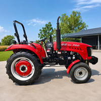 Tracteur agricole diesel économique 70 CV 4x4 avec cultivateur rotatif et planteuse pour opérations sur champs moyens