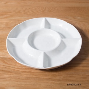Assiette ronde japonaise en céramique blanche, 5 compartiments, <span class=keywords><strong>plateau</strong></span> de service pour snacks, fruits, amuse-gueule, <span class=keywords><strong>fromage</strong></span> - Product Image 5