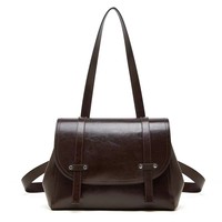 Tas Ransel Wanita Kulit Sapi Lapis Lilin Vintage, Kapasitas Besar, Multifungsi, Bisa Dipakai Sebagai Tas Selempang