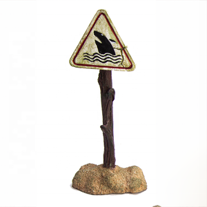 Resina azul mini pecera <span class=keywords><strong>acuario</strong></span> ornamento decoración con señal <span class=keywords><strong>de</strong></span> advertencia - Product Image 4