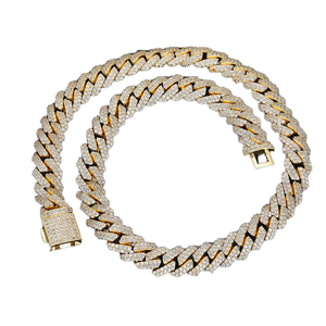 Gold Plated Cuban Link <b>Chain</b> Necklace Iced Out Zircon Link Neckwear Unisex Hip Hop Party Jewelry - Product Image 1