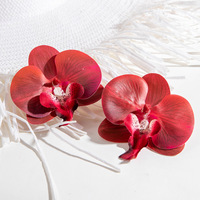 Anting-anting wanita tiga dimensi besar bunga Phalaenopsis suasana segar bunga buatan Drop perhiasan Fashion