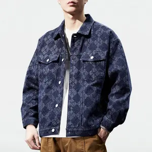 Frühling und Herbst New American Jacquard Jeans jacke Herrenmode Marke Vielseitige karierte Herren jacke