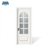 Pintu Kaca Lengkung JHK-G27 untuk Ruang Kelas, Bentuk Kubah, 8 Lit, Pintu Kaca Interior dengan Kisi-kisi Kayu Cetak Khusus untuk Balkon