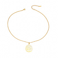 Collier pour femme en acier inoxydable plaqué or, avec calligraphie arabe personnalisée en forme mignonne et imitation perle, idéal pour un anniversaire