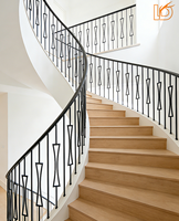 Balustre carré en fer forgé noir et or de haute qualité, très populaire, pour rampe d'escalier intérieure en bois - Vente chaude