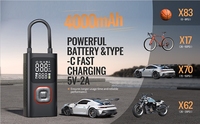 Cordless Portable Mini Electric Bicycle Air Pump LED Display Digital Tire Inflator Outdoor Emergency Light SUV Car Tyres ABS