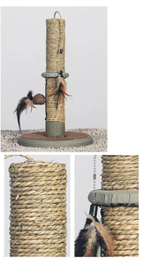 Griffoir d'activités pour chatons d'intérieur en gros – Arbre à griffer premium en corde de paille avec boule suspendue - Product Image 3
